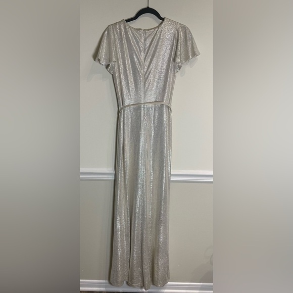 Lauren Ralph Lauren NWT Belted Metallic Knit Flutter Sleeve Gown Size 4 - Picture 8 of 12